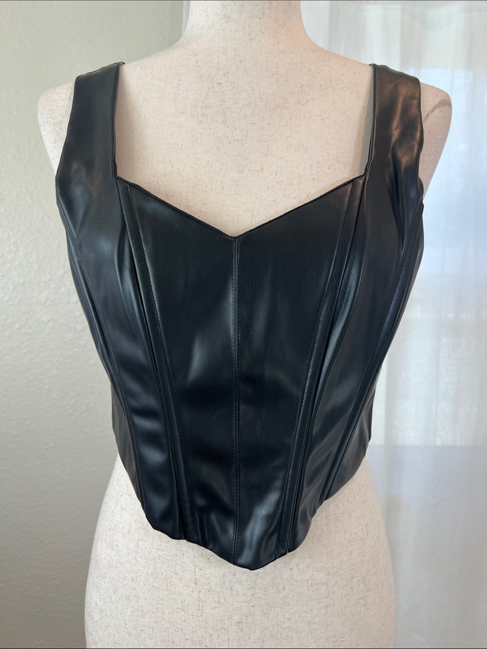 Sage the Label Black Faux Leather Corset Top. Size M. NWT